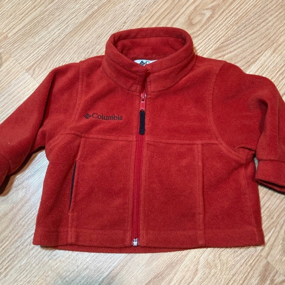 Columbia Fleece Jacket Full Zip Red Infant Toddler Warm Cozy 18 months
